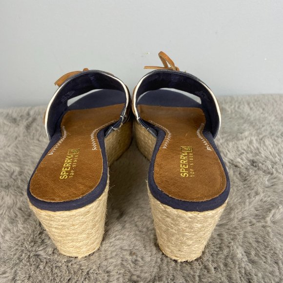 Sperry Topsider Nautical Stripe Wedge Espadrilles Size 8.5 - Picture 4 of 9